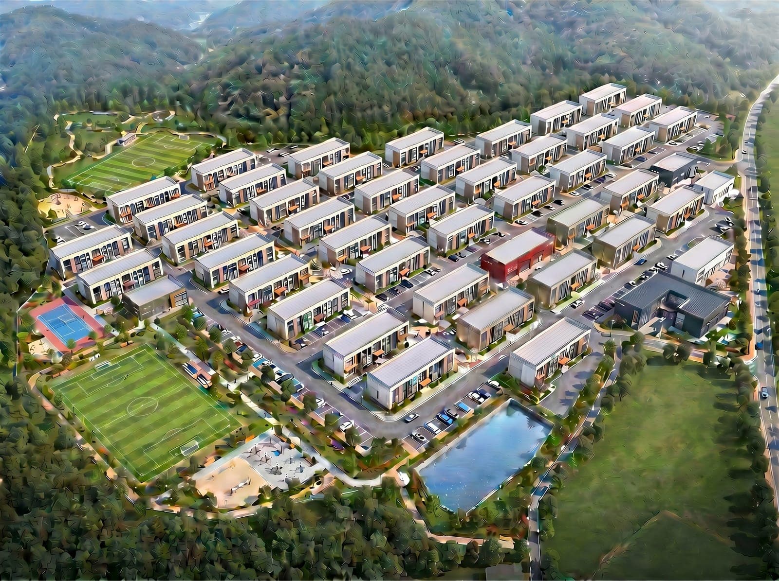 근삼리 프로젝트 모듈러 숙소단지 38개동 조감도(계획안)